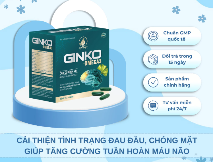 Viên Uống Bổ Não Ginko Omega 3 Gia Phát Pharma – Cải Thiện Tình Trạng Đau Đầu, Chóng Mặt, Mất Ngủ Do Thiếu Máu Não
